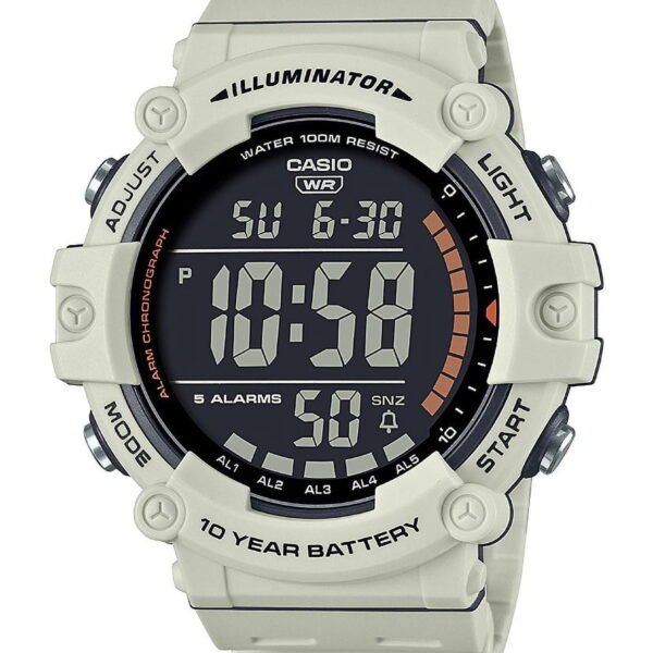 Casio Mens Large LCD Heavy Duty Wristwatch, White