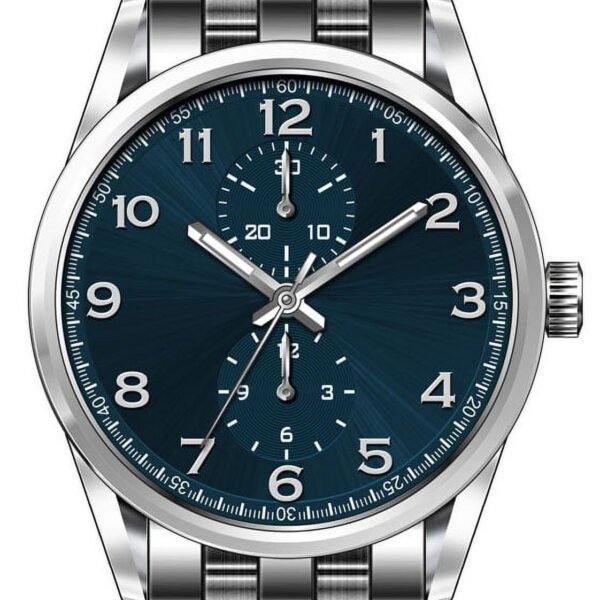 George Men's 41mm Silver Tone Blue Dial Easy Read Bracelet Watch