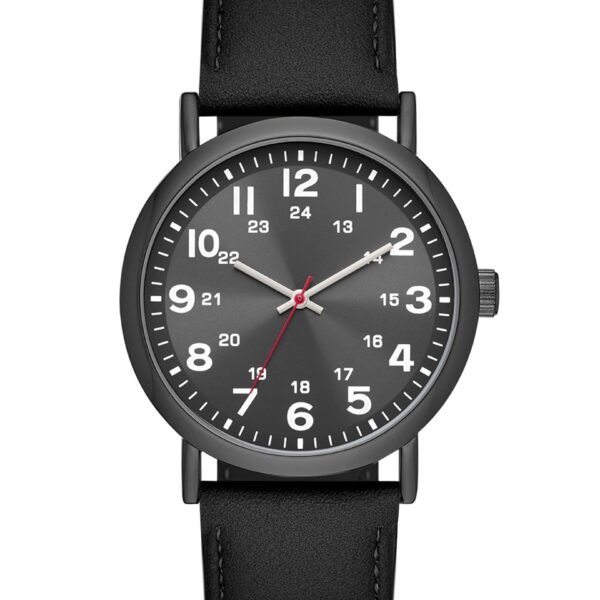 George Men's Watch: Gunmetal Tone Case, Black Easy Read Dial, Black Vegan Leather Band (FMDOGE046)