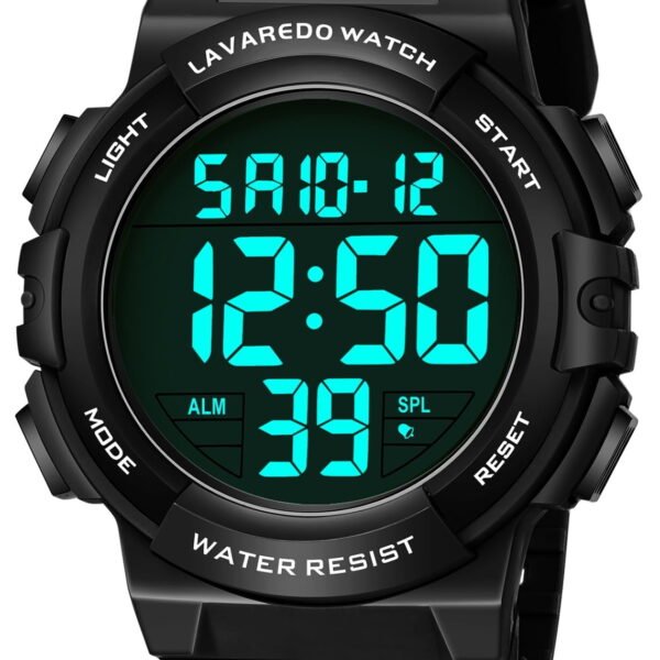 Men's Digital Sports Watch With Stopwatch/Alarm/Dual Time/ LED Backlight Outdoor Sports Waterproof Watch PU Strap Gifts for Man Christmas Gifts