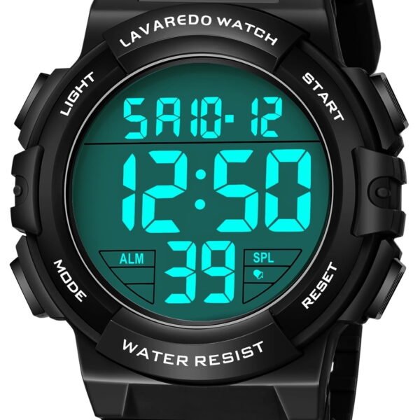 Men's Digital Sports Watch With Stopwatch/Alarm/Dual Time/ LED Backlight Outdoor Sports Waterproof Watch PU Strap Gifts for Man Christmas Gifts