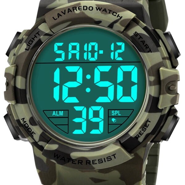 Men's Digital Sports Watch With Stopwatch/Alarm/Dual Time/ LED Backlight Outdoor Sports Waterproof Watch PU Strap Gifts for Man Christmas Gifts