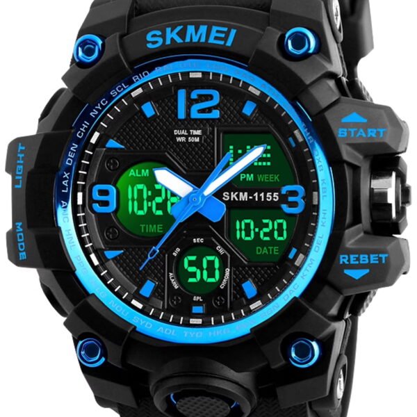 SKMEI Men's Wrist Watch,Large Face Military Waterproof Watches for Men with Stopwatch Alarm LED Back Light Sports Watch, Blue