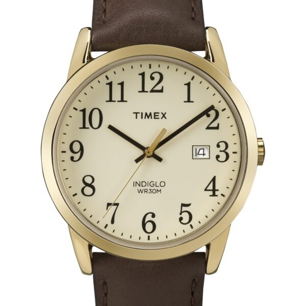 Timex Men's Easy Reader Date Brown/Gold/Cream 38mm Casual Watch, Leather Strap