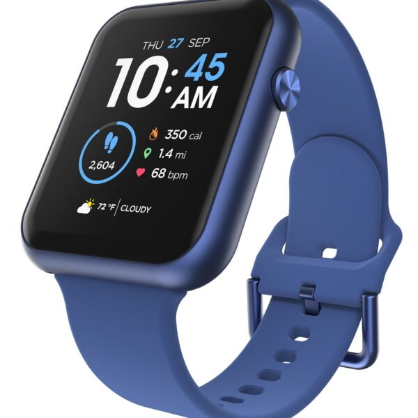 iTech Fusion 3 Unisex Adult Rectangular Smart Watch, Blue, Silicone Strap