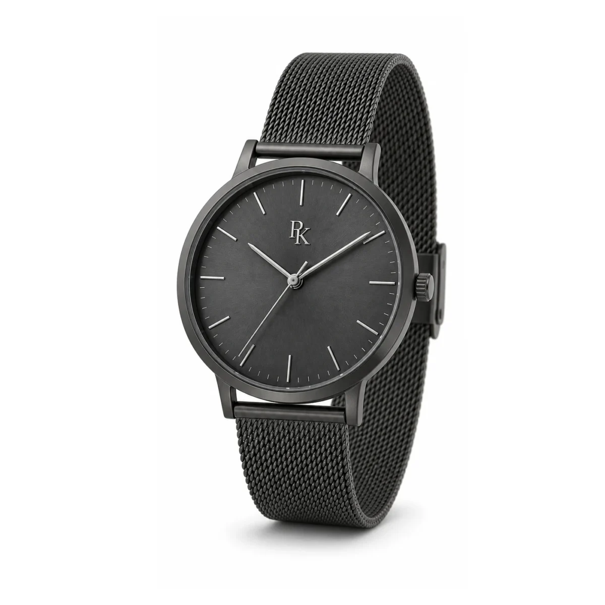 rk-min-40-chr-msh-angle ModSession Minima 40mm Charcoal Mesh Minimalist Watch - Image 3