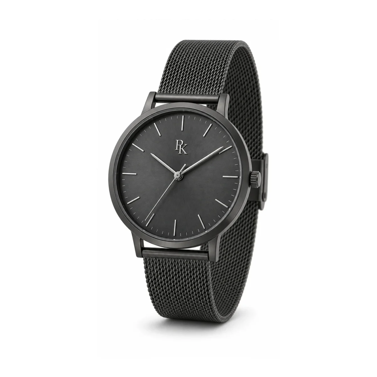 rk-min-40-chr-msh-front ModSession Minima 40mm Charcoal Mesh Minimalist Watch - Image 2