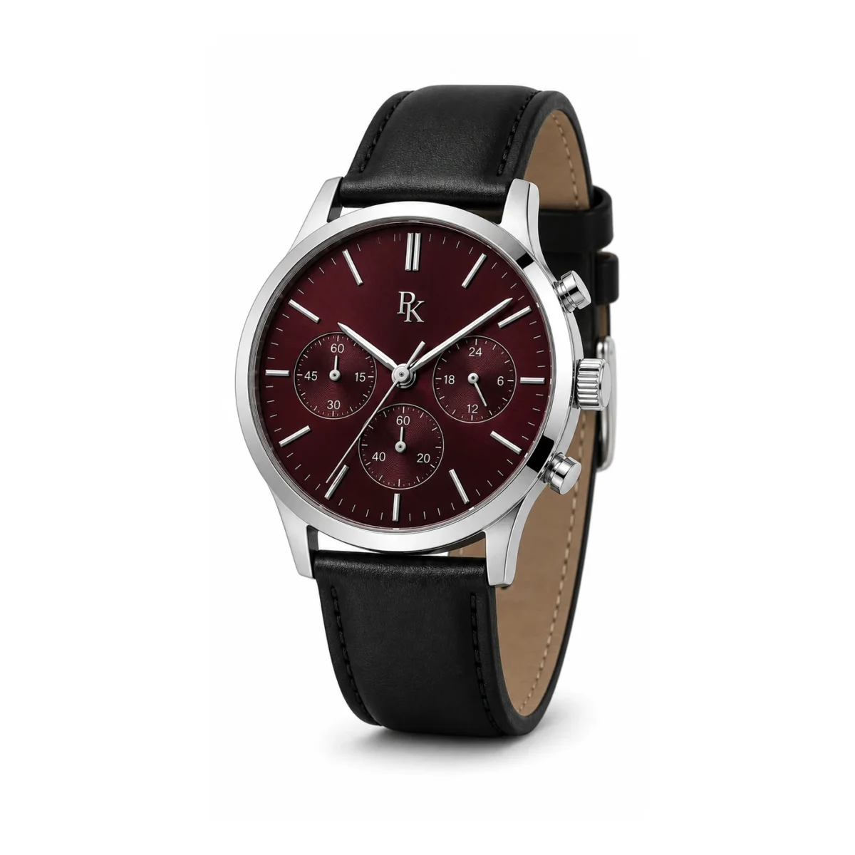 rk-tmp-44-brg-lth-main ModSession Tempo 44mm Burgundy Leather Chronograph Watch