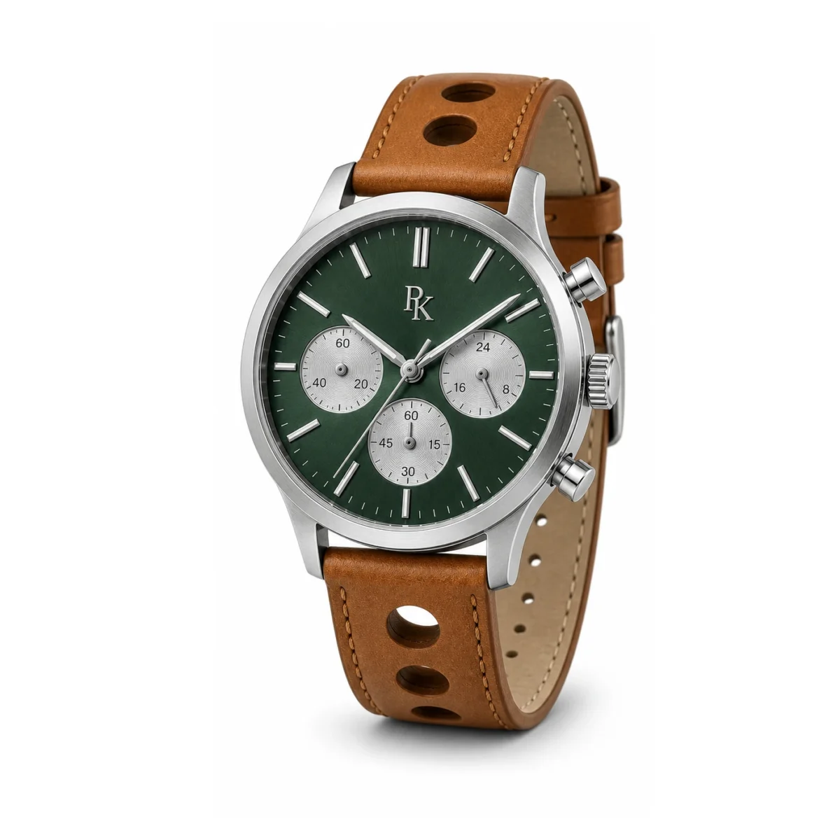 rk-tmp-44-grn-tan-angle ModSession Tempo 44mm Green Tan Chronograph Watch - Image 3