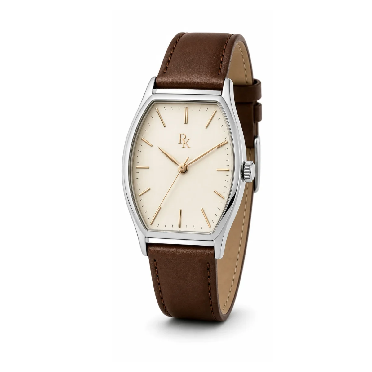rk-ton-38-crm-brn-angle ModSession Tonneau 38mm Cream Brown Tonneau Watch - Image 3