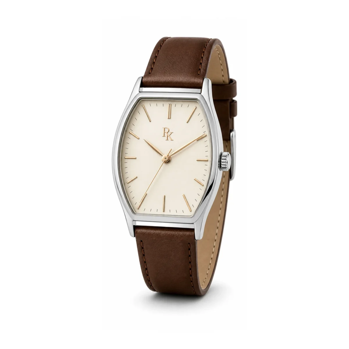 rk-ton-38-crm-brn-front ModSession Tonneau 38mm Cream Brown Tonneau Watch - Image 2