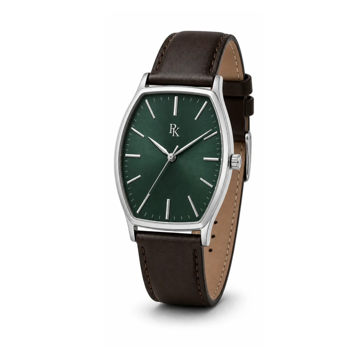 rk-ton-40-grn-lth-angle ModSession Tonneau 40mm Green Leather Tonneau Watch - Image 3