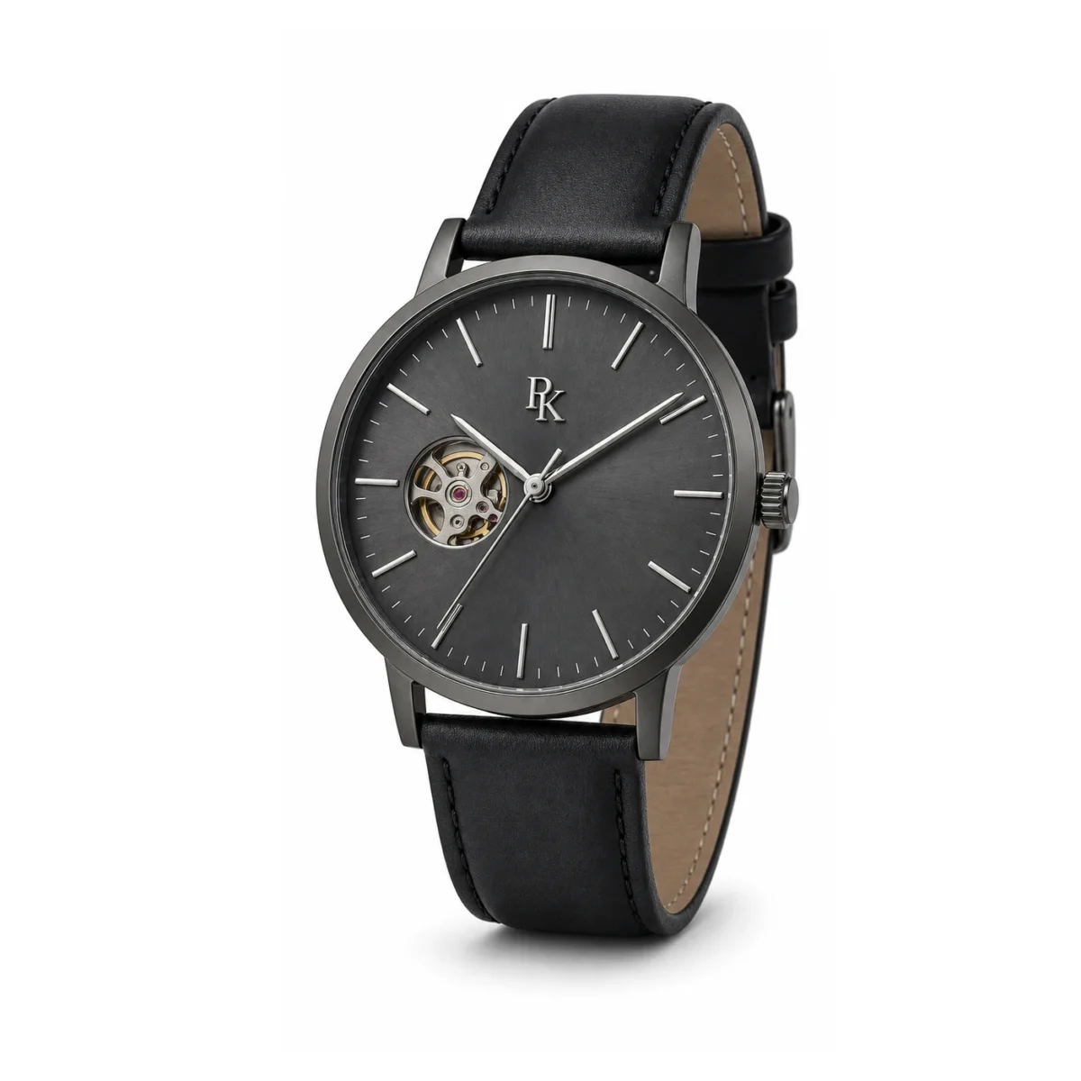 rk-vlt-41-gph-opn-angle ModSession Vault 41mm Graphite Open Heart Watch - Image 3