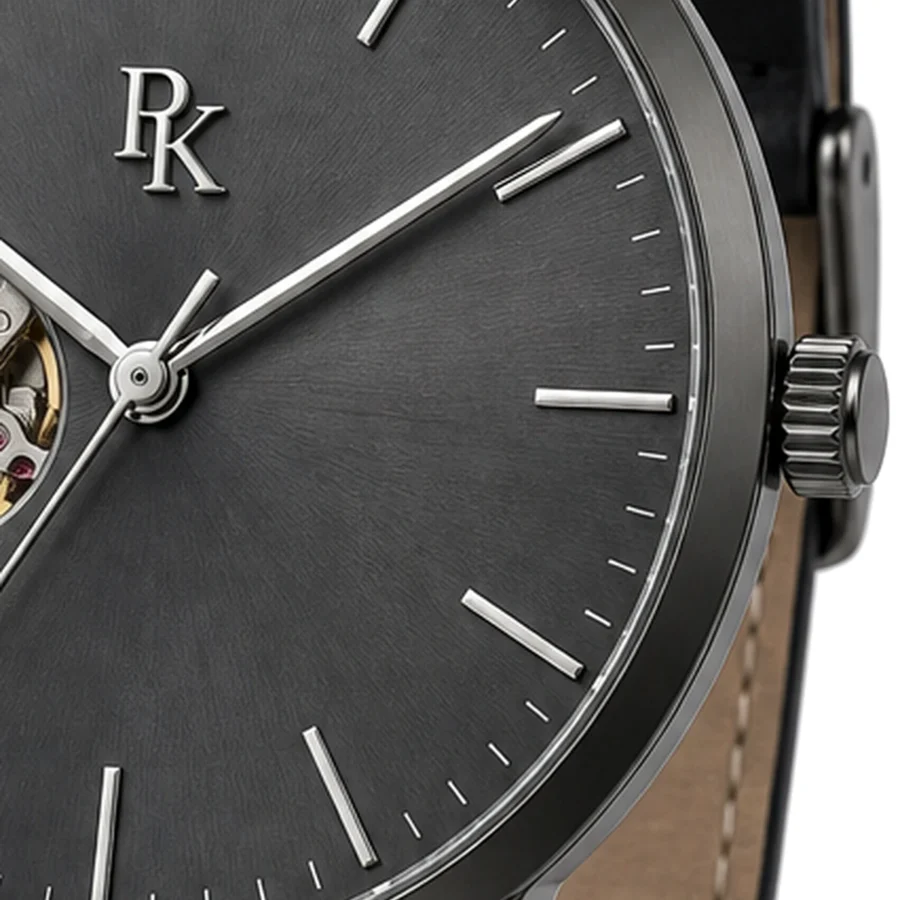 rk-vlt-41-gph-opn-side-detail ModSession Vault 41mm Graphite Open Heart Watch - Image 4