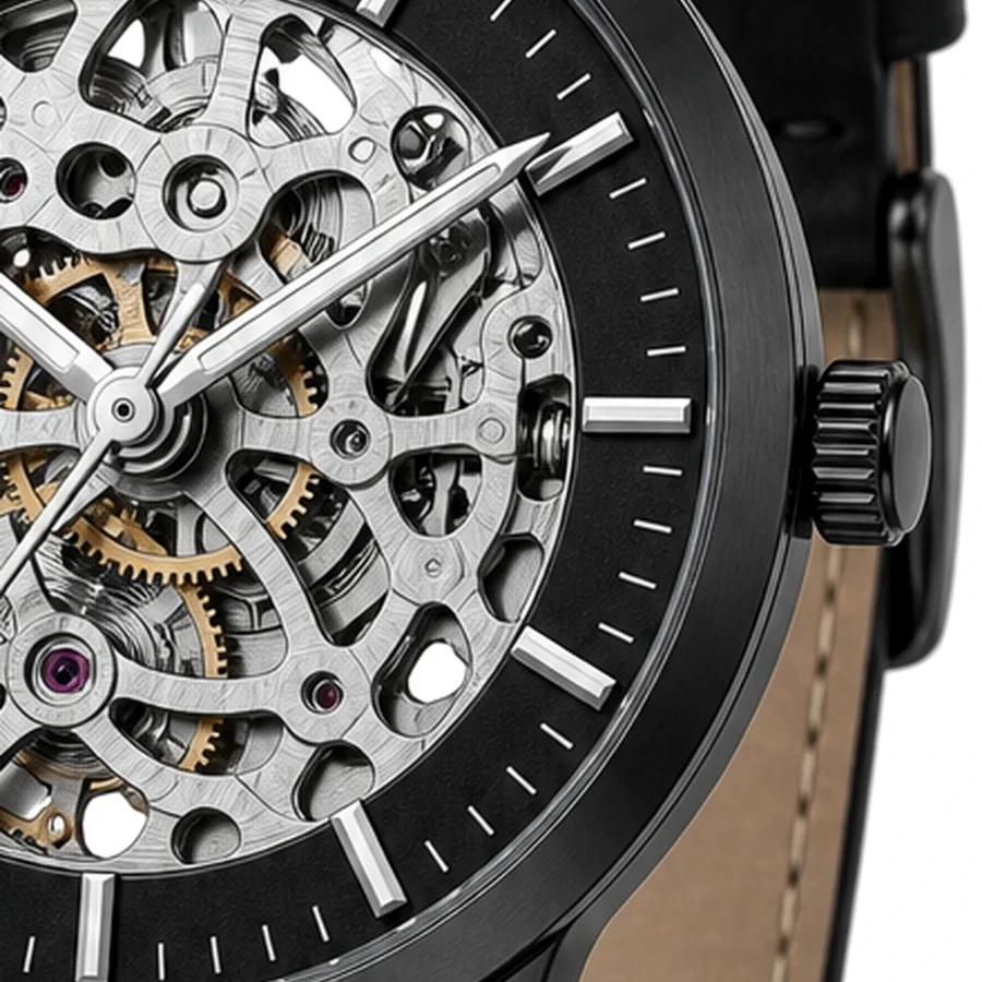 rk-vlt-42-blk-skl-side-detail ModSession Vault 42mm Black Skeleton Watch - Image 4