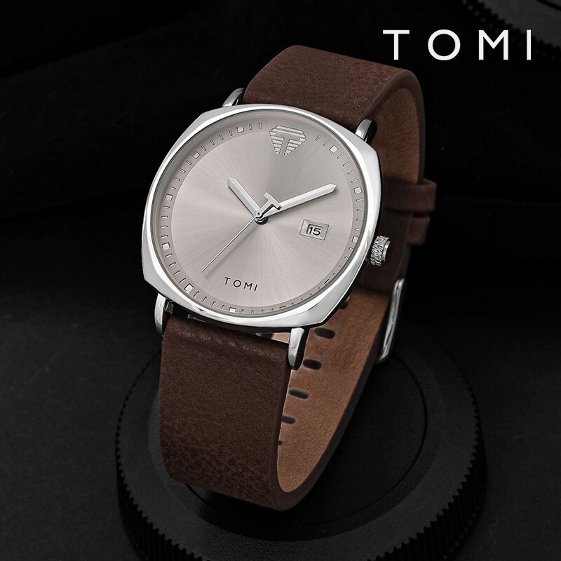 tomi men's watch minimalist fashion sports watch calendar leather casual quartz watch