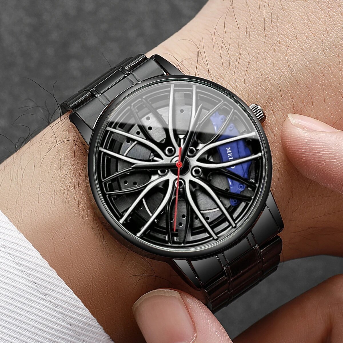 fashion men sports watches 3d car wheel stainless steel band wrist watch men's quartz watch men's watches fashion men sports watches 3d car wheel stainless steel band wrist watch men's quartz watch men's watches
