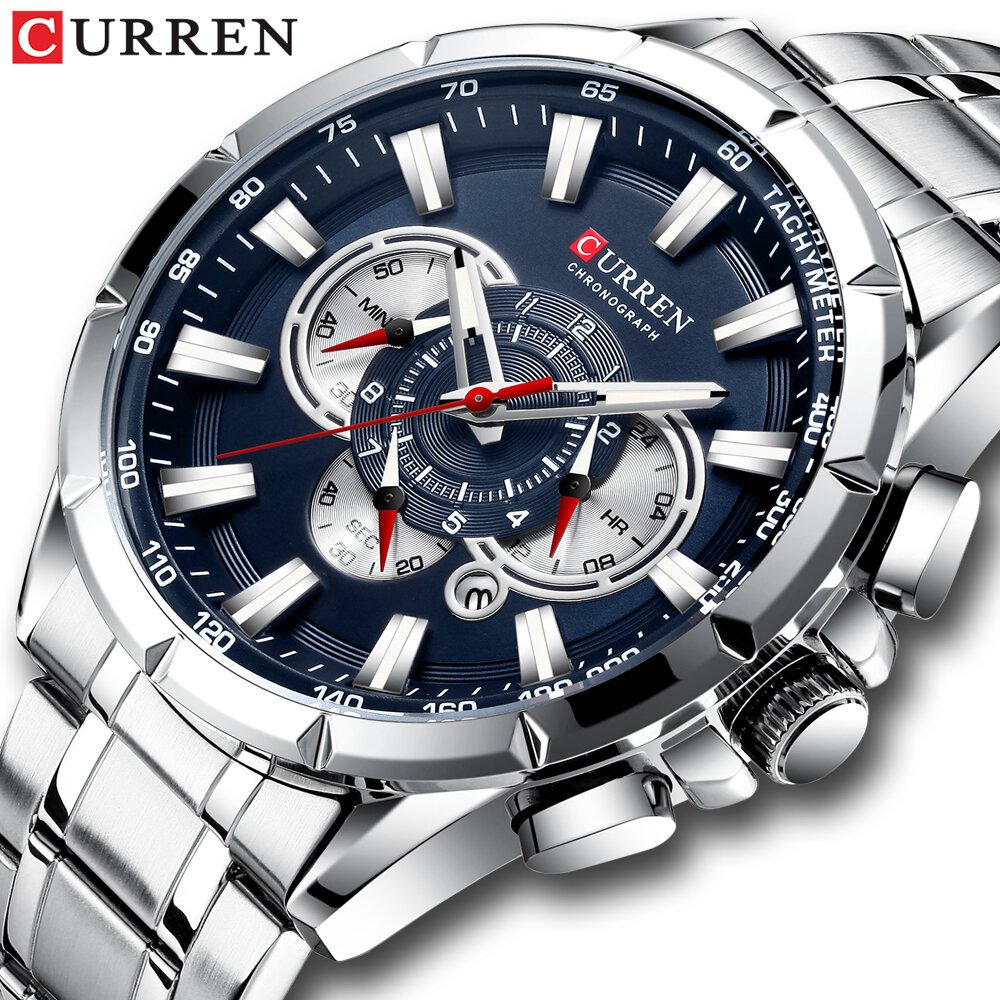 curren 8363 casual sport chronograph men's watches stainless steel band wristwatch big dial quartz clock with luminous pointers curren 8363 casual sport chronograph men's watches stainless steel band wristwatch big dial quartz clock with luminous pointers