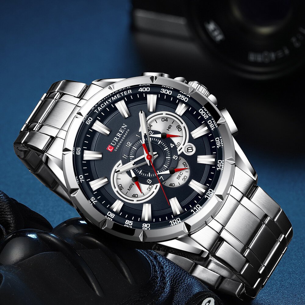 curren 8363 casual sport chronograph men's watches stainless steel band wristwatch big dial quartz clock with luminous pointers curren 8363 casual sport chronograph men's watches stainless steel band wristwatch big dial quartz clock with luminous pointers