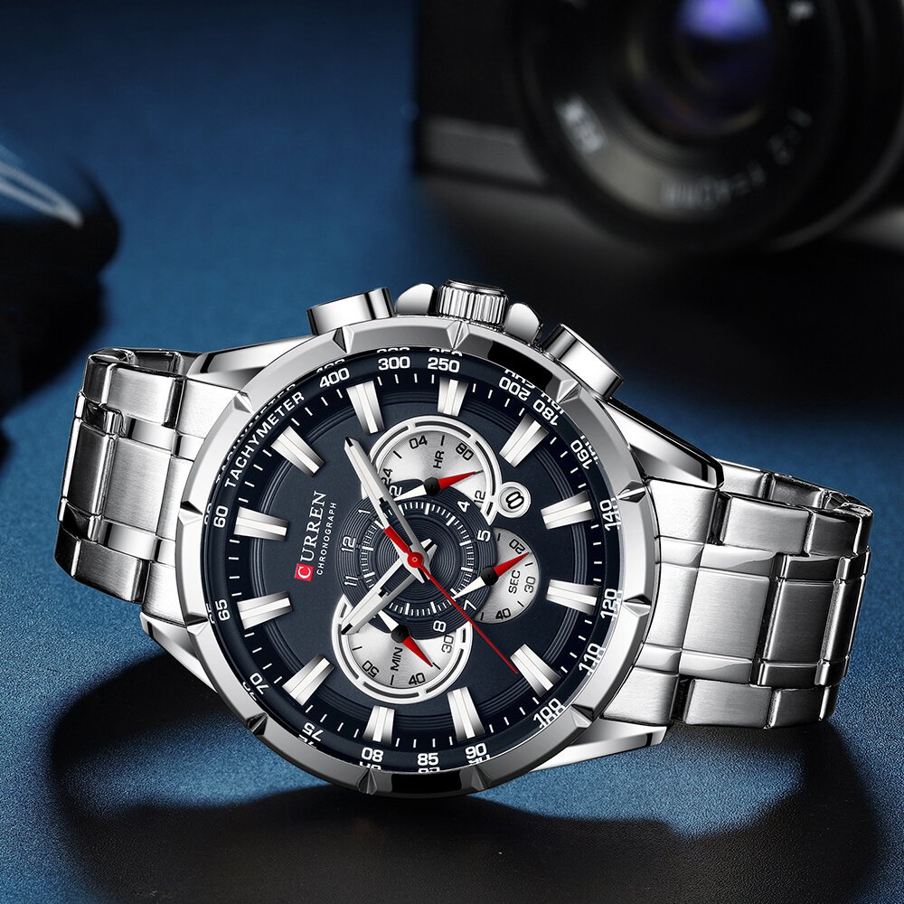 curren 8363 casual sport chronograph men's watches stainless steel band wristwatch big dial quartz clock with luminous pointers curren 8363 casual sport chronograph men's watches stainless steel band wristwatch big dial quartz clock with luminous pointers