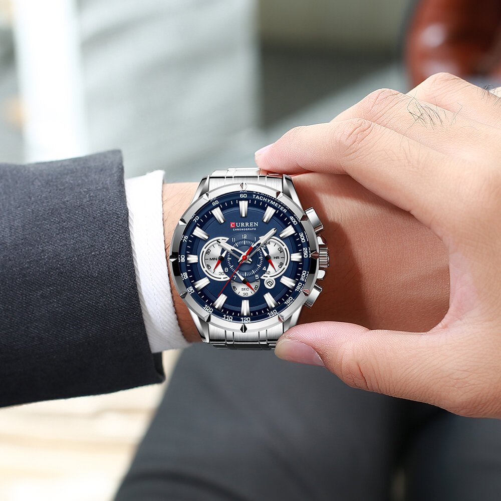 curren 8363 casual sport chronograph men's watches stainless steel band wristwatch big dial quartz clock with luminous pointers curren 8363 casual sport chronograph men's watches stainless steel band wristwatch big dial quartz clock with luminous pointers