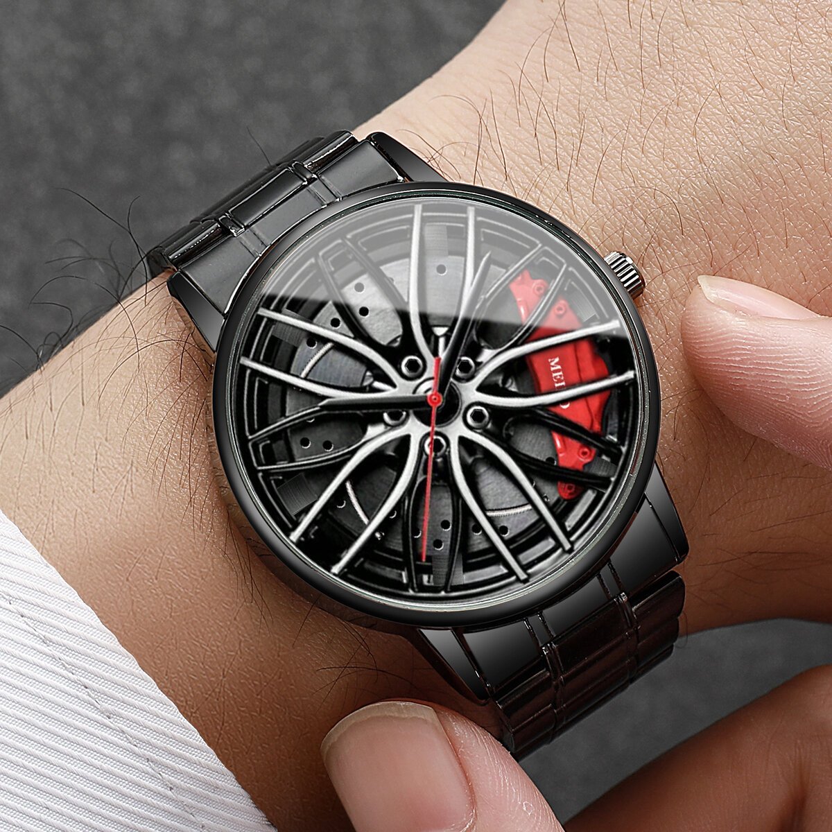 fashion men sports watches 3d car wheel stainless steel band wrist watch men's quartz watch men's watches fashion men sports watches 3d car wheel stainless steel band wrist watch men's quartz watch men's watches