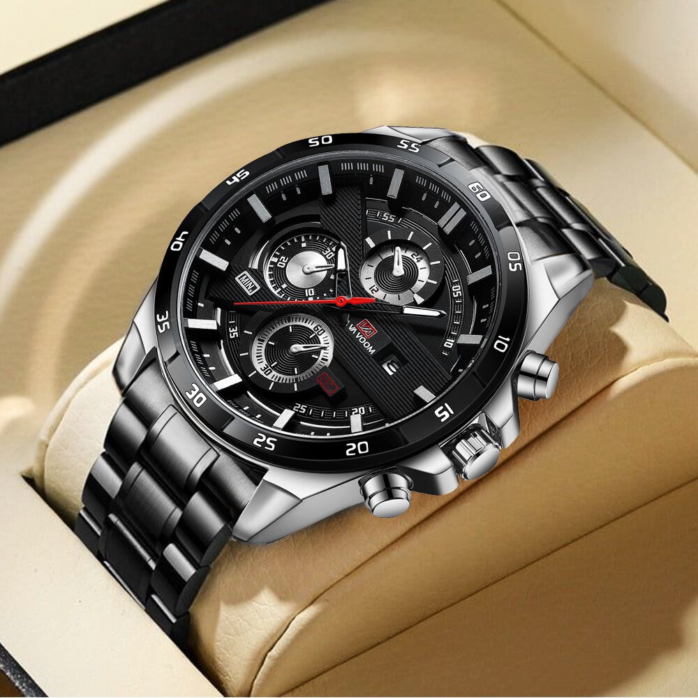 top men watch sports style 46mm large leather racing style casual fashion original black rose gold calendar quartz watch relogio