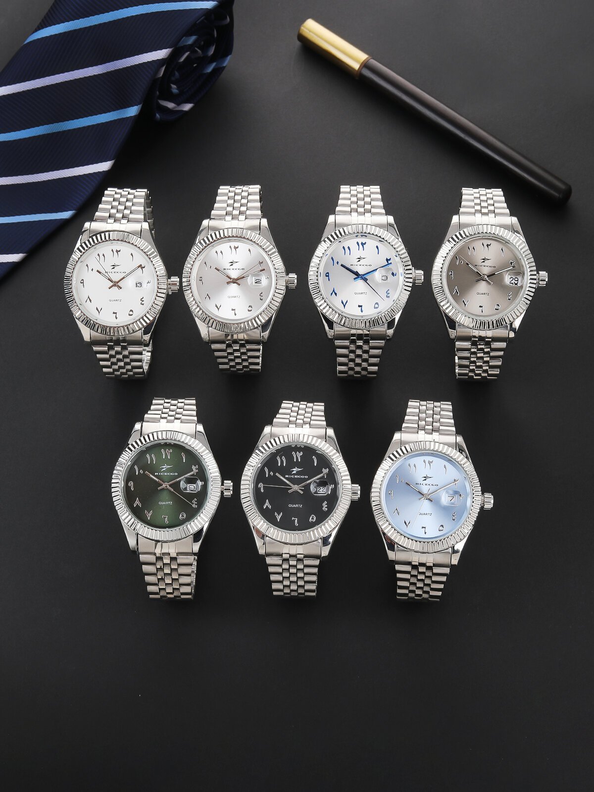 fashion men's watches date high end luxury casual sport clock classic business quartz male stainless steel wristwatches
