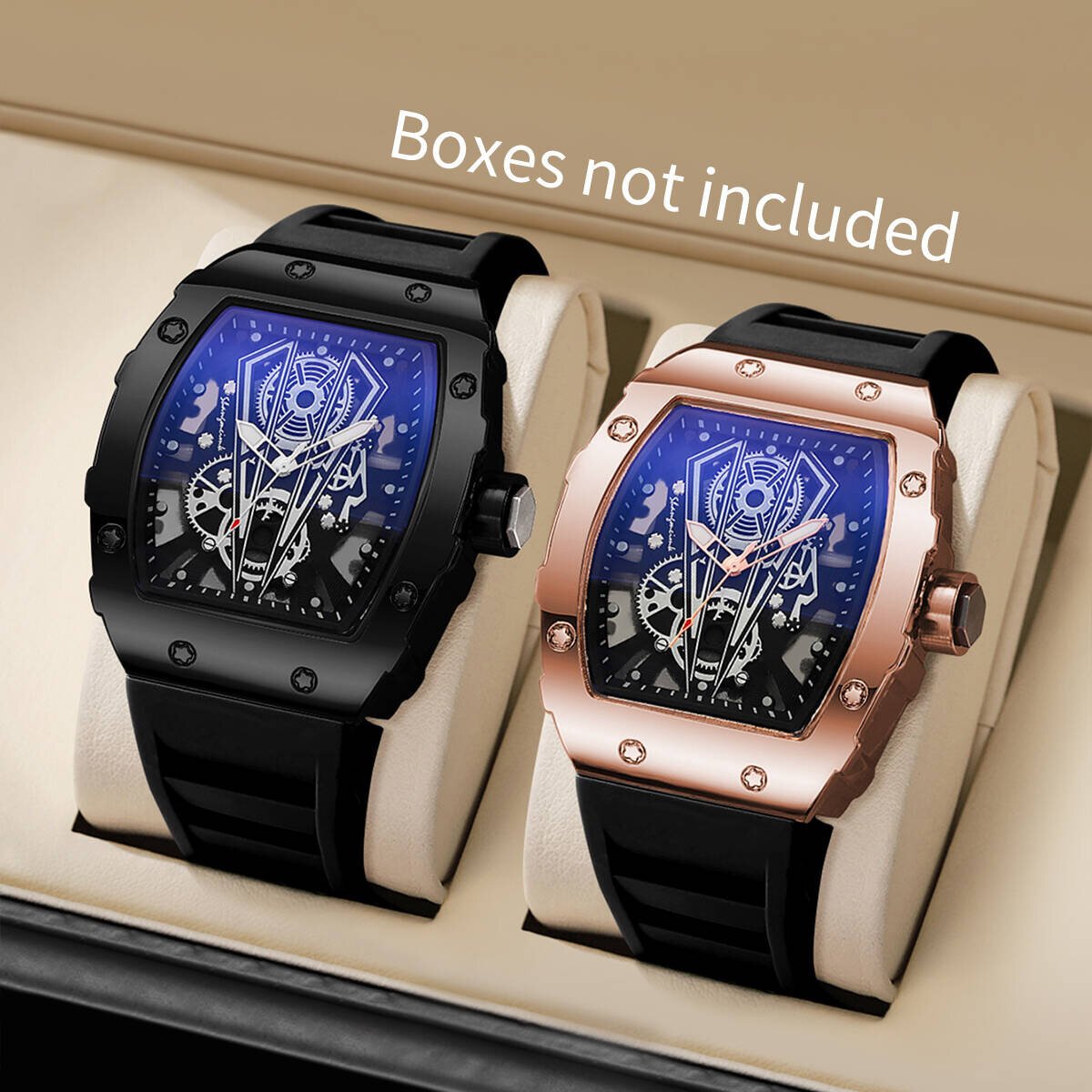 1/2pcs fashion men watches luxury large dial quartz watch casual silicone band men's sports watches reloj hombre（without box）