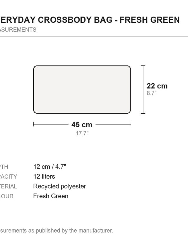 Everyday Crossbody Bag - Fresh Green - measurements diagram