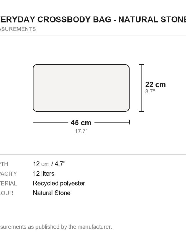 Everyday Crossbody Bag - Natural Stone - measurements diagram