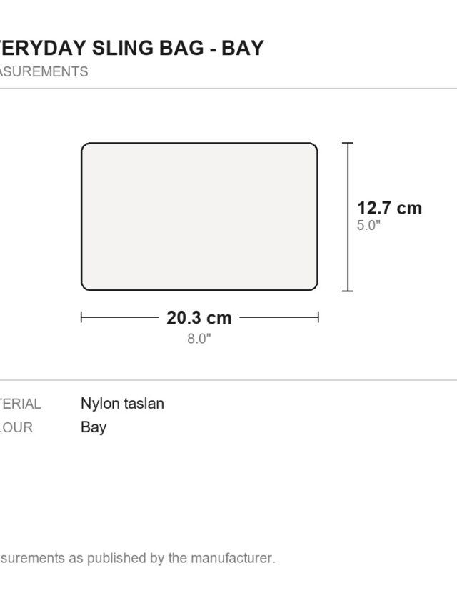 Everyday Sling Bag - Bay - measurements diagram
