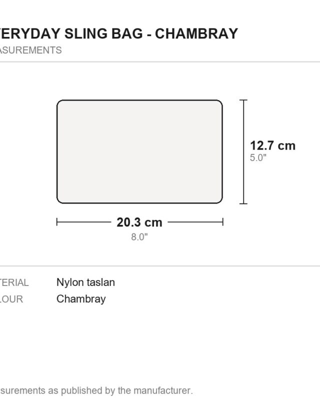 Everyday Sling Bag - Chambray - measurements diagram