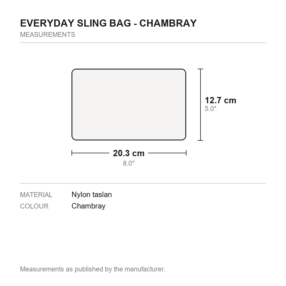 Everyday Sling Bag - Chambray - measurements diagram