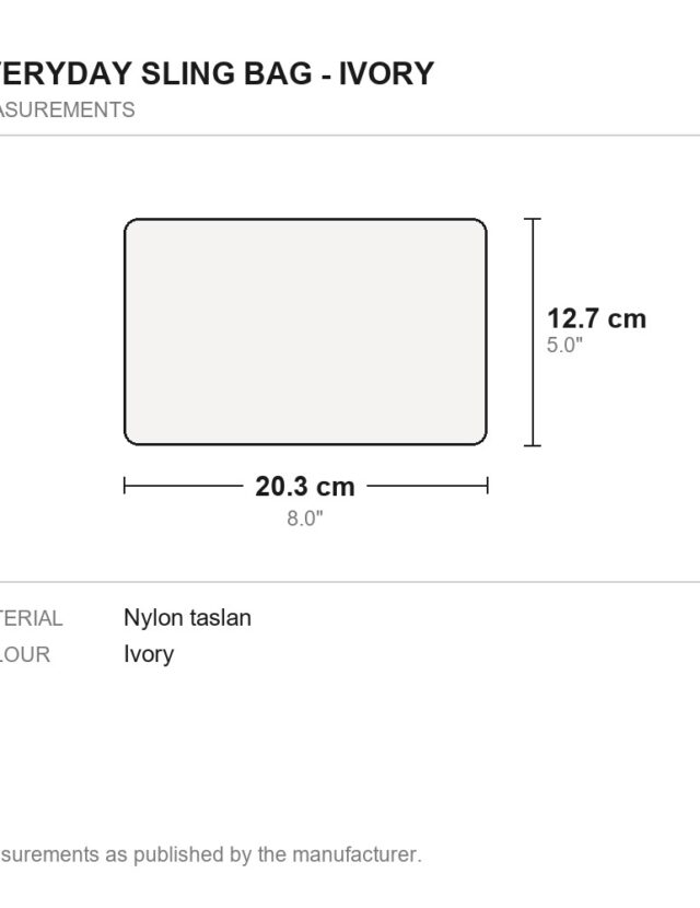 Everyday Sling Bag - Ivory - measurements diagram