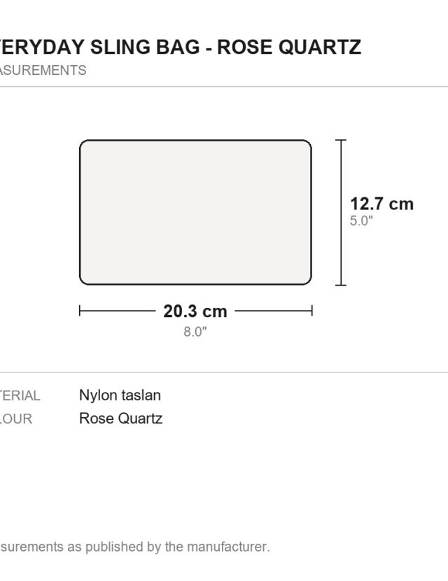 Everyday Sling Bag - Rose Quartz - measurements diagram