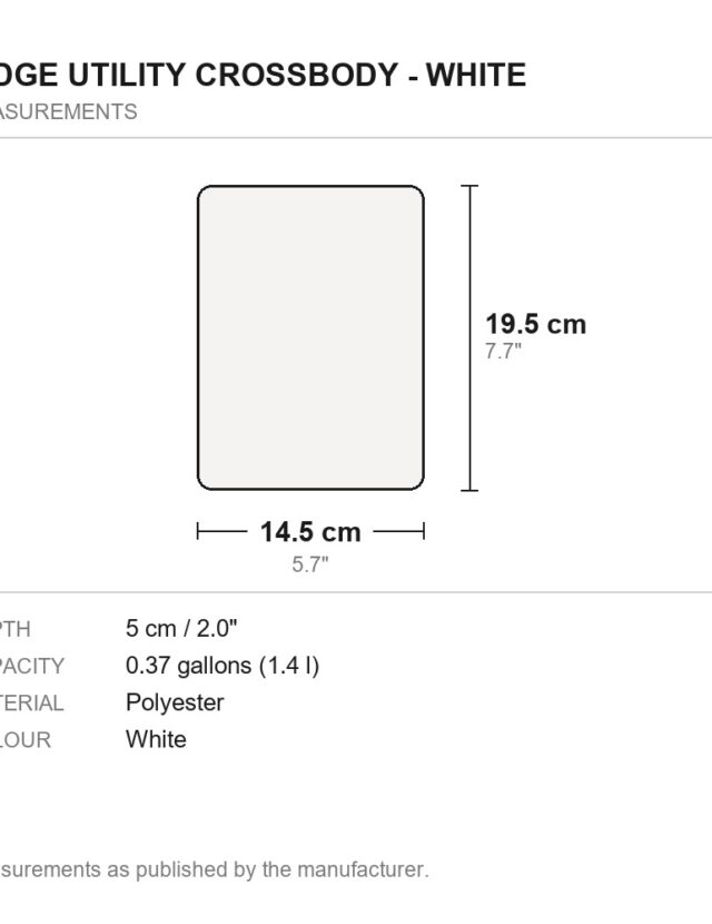 Ridge Utility Crossbody - White - measurements diagram