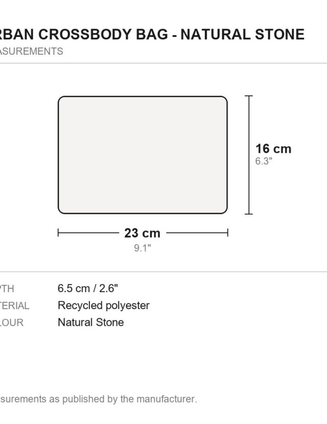 Urban Crossbody Bag - Natural Stone - measurements diagram
