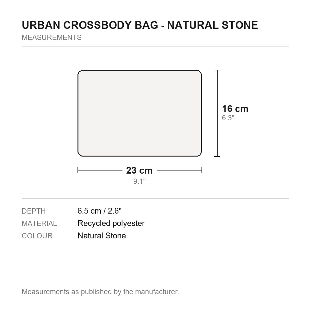 Urban Crossbody Bag - Natural Stone - measurements diagram