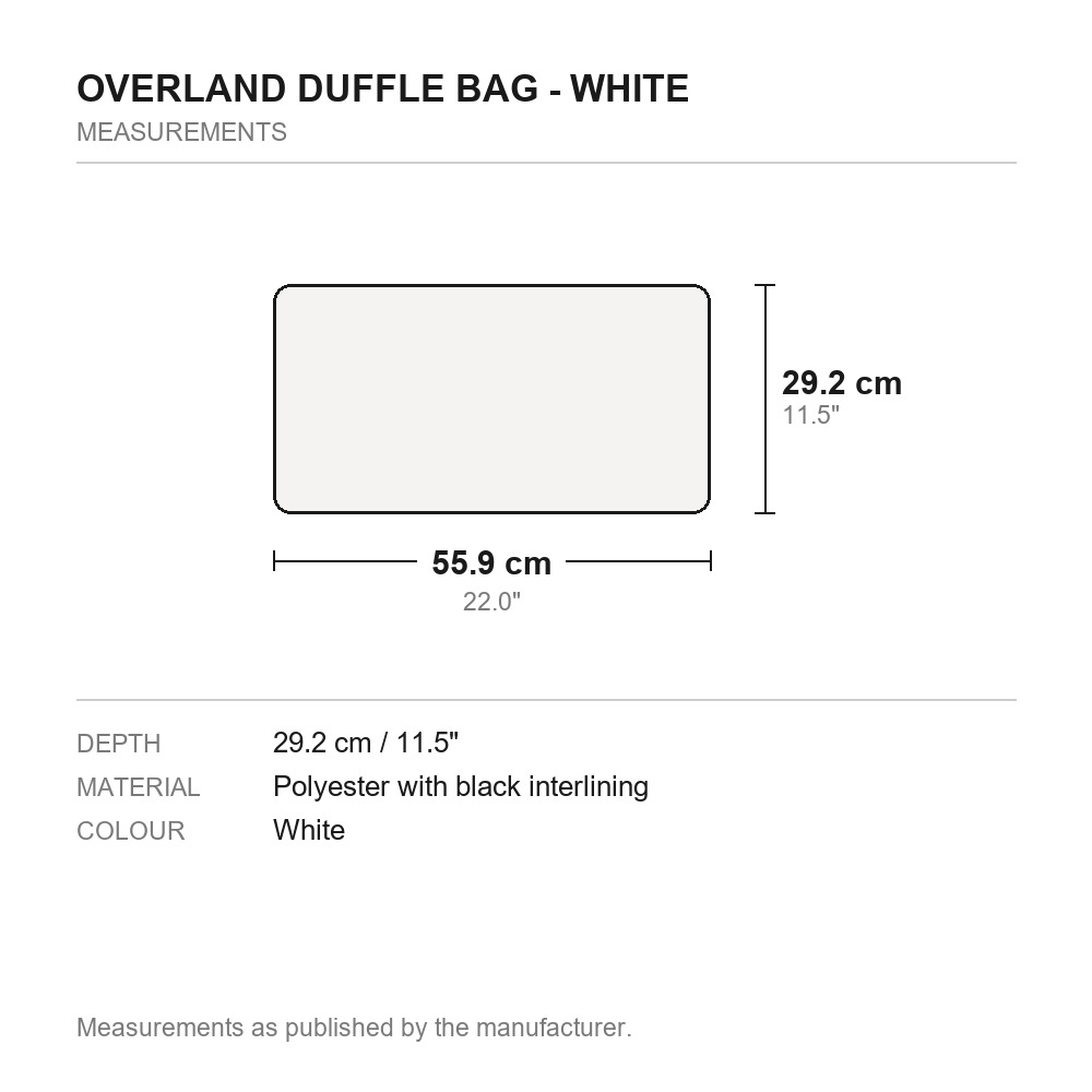 Overland Duffle Bag - White - measurements diagram