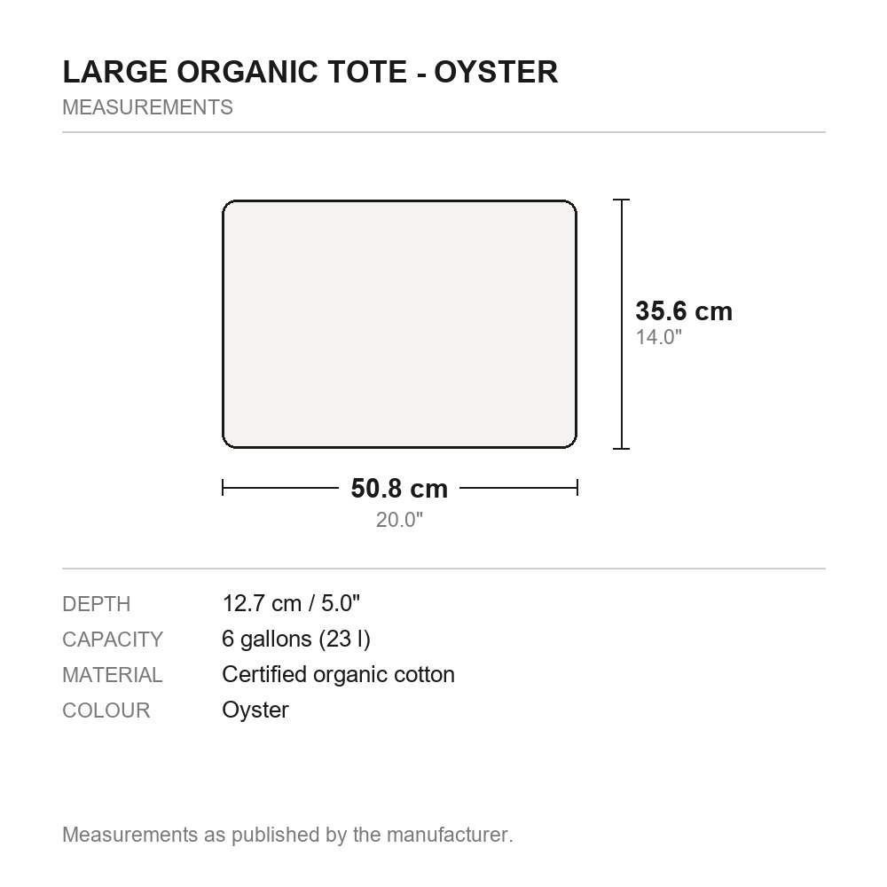 Large Organic Tote - Oyster - measurements diagram