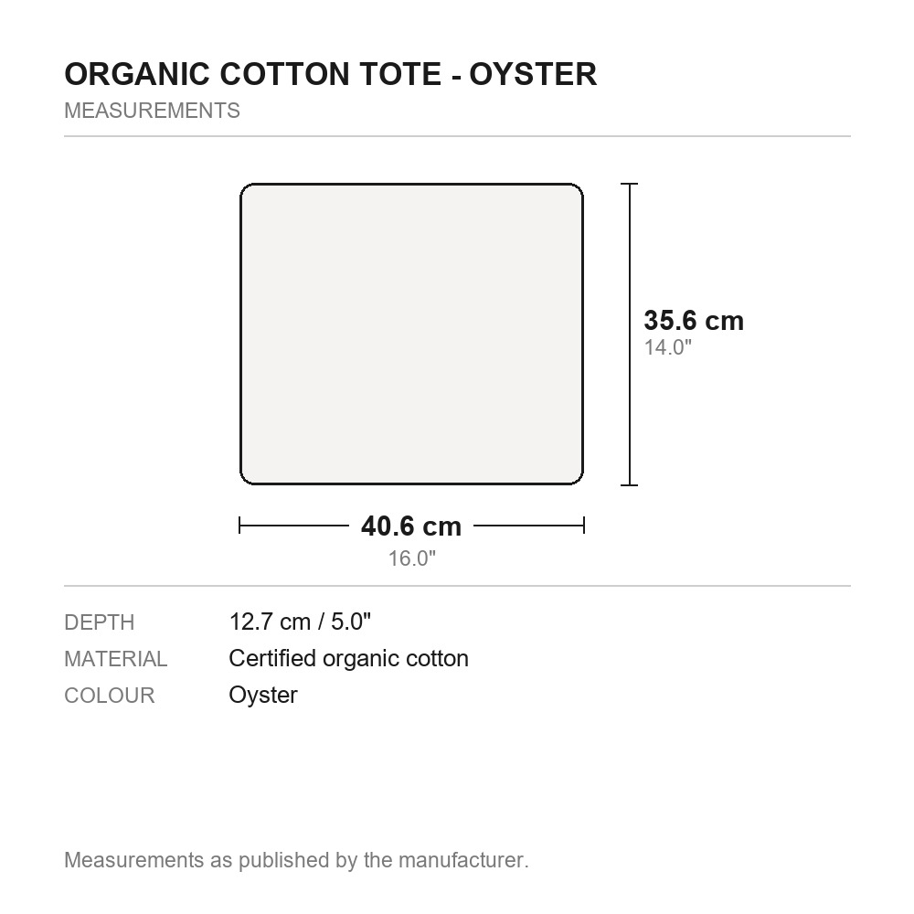 Organic Cotton Tote - Oyster - measurements diagram