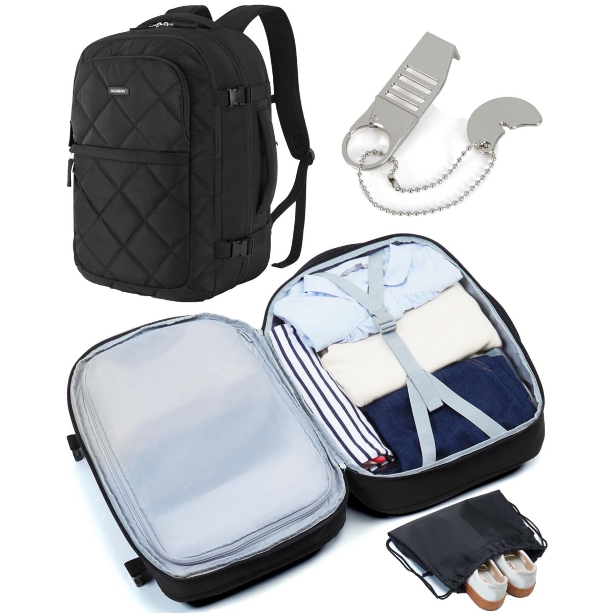 Bagsmart 30L Carry-On Travel Backpack - Black