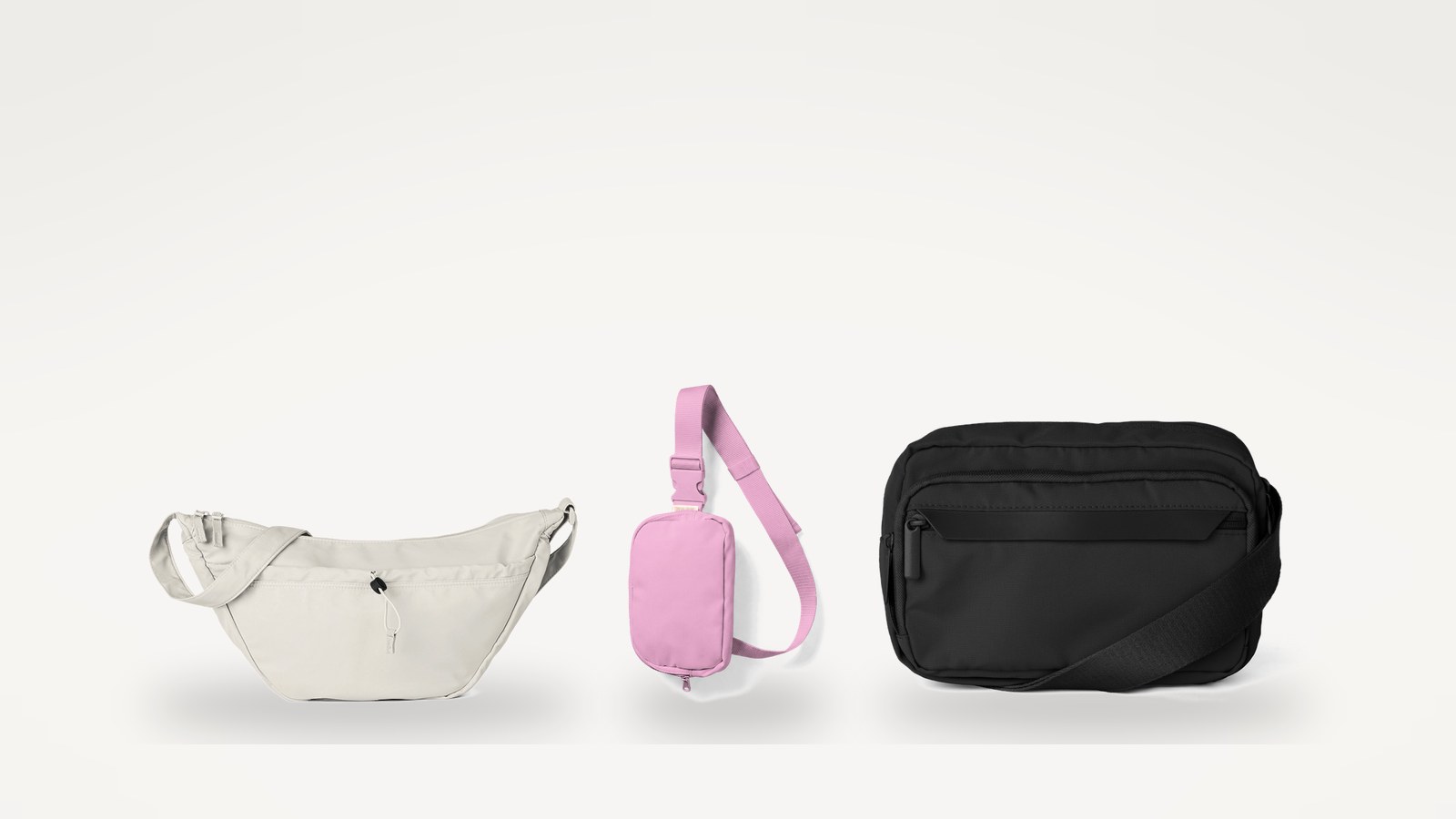 Crossbody and sling bags at relative scale